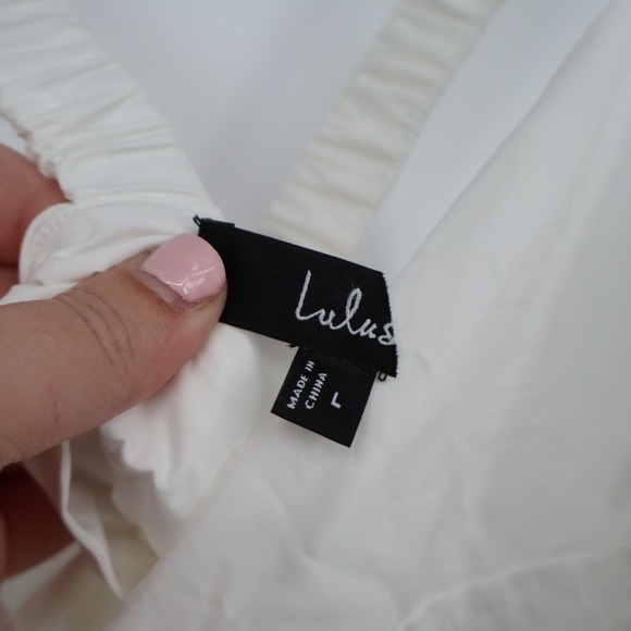 Lulus Strolling Sicily Midi Dress Womens Large White Cotton Pleated Backless - Picture 5 of 9